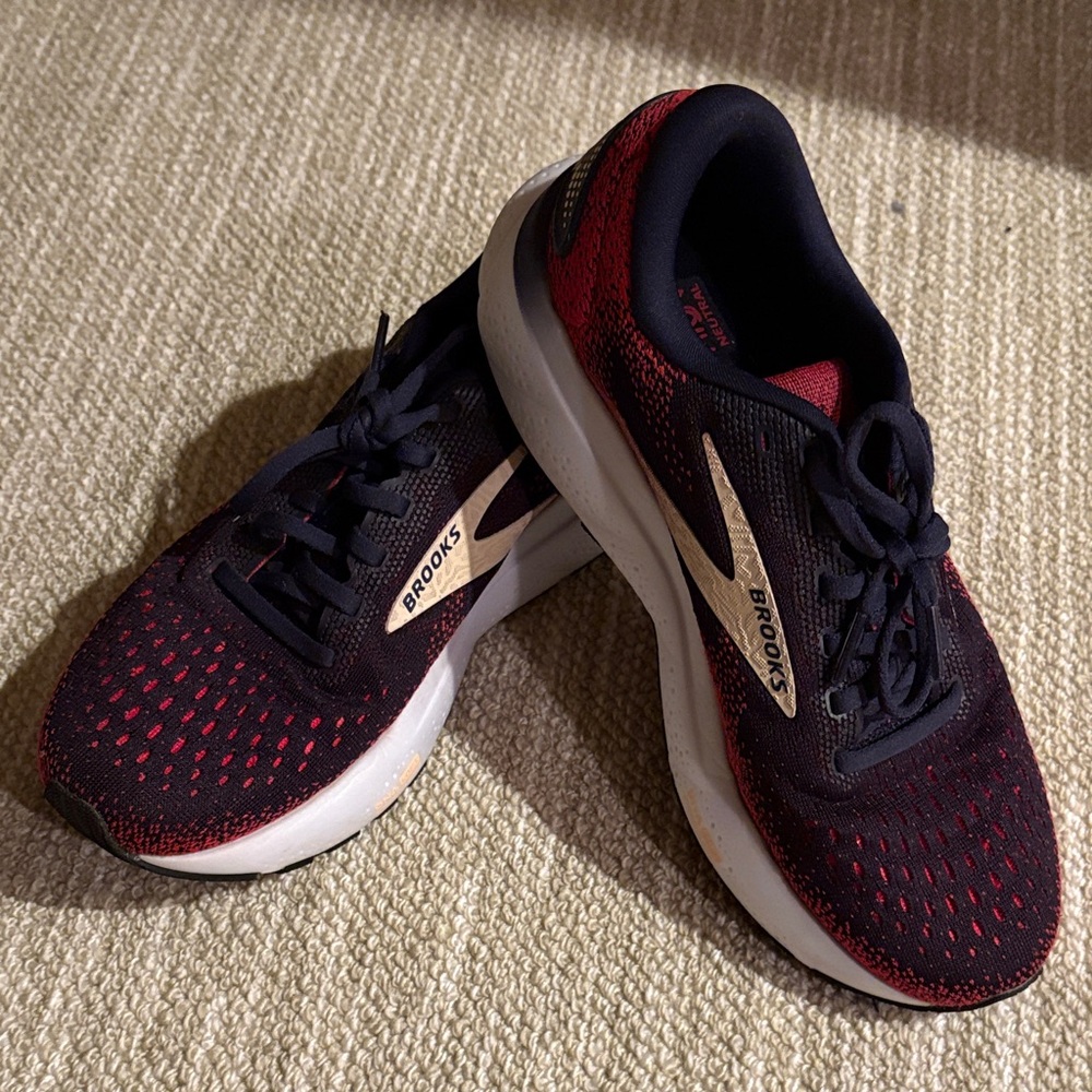 Brooks Black and Red Athletic Shoes